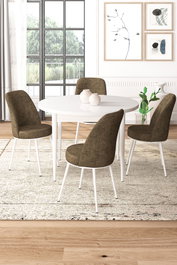Hanah Home Juego de mesa y sillas de comedor de 5 piezas - Blanco y Marrón